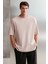 Joel Erkek %100 Organik Pamuklu Kalın Kumaşlı Özel Dokulu Etiket Detaylı Oversize Pembe T-shirt 1