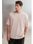 Joel Erkek %100 Organik Pamuklu Kalın Kumaşlı Özel Dokulu Etiket Detaylı Oversize Pembe T-shirt 3