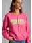 Daleska Kadın Şehir Temalı Baskı Detaylı Yumuşak Organik Pamuk Şardonlu Regular Pembe Sweatshirt 1