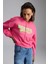 Daleska Kadın Şehir Temalı Baskı Detaylı Yumuşak Organik Pamuk Şardonlu Regular Pembe Sweatshirt 3