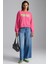 Daleska Kadın Şehir Temalı Baskı Detaylı Yumuşak Organik Pamuk Şardonlu Regular Pembe Sweatshirt 5
