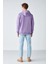 Epıc Erkek Yumusaçık Kumaşlı Kapüşonlu Kordonlu Regular Fit Nakışlı Mor Sweatshirt 6