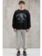 Carsten Erkek Yumuşacık Kumaşlı Oversize Fit Yuvarlak Yakalı Kolej Baskılı Siyah Sweatshirt 2