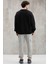 Carsten Erkek Yumuşacık Kumaşlı Oversize Fit Yuvarlak Yakalı Kolej Baskılı Siyah Sweatshirt 5