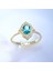 Gümüş Yüzük - Mavi Topaz Oval Kesim Yan Zirkon Taşlı Modern Tasarım 925 Ayar Gümüş Yüzük Tektaş Günlük-Hediyelik 9