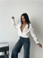 Fh Fashionhere Deri Crop Ceket Tek Düğme - Beyaz 3