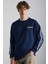 Brıstol Erkek 3 Iplik Içi Şardonlu Regular Sırt Baskı Detaylı Kol Şeritli Lacivert Sweatshirt 1