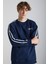 Brıstol Erkek 3 Iplik Içi Şardonlu Regular Sırt Baskı Detaylı Kol Şeritli Lacivert Sweatshirt 2
