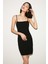 Rose Kadın Askılı Slim Fit Mini Siyah Elbise 3