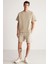 Bruce Erkek 2 Li Set Özel Dokulu Kumaşlı Oversize Fit Bej Alt-Üst Takım 1