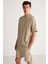Bruce Erkek 2 Li Set Özel Dokulu Kumaşlı Oversize Fit Bej Alt-Üst Takım 6