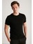 Jeremy Erkek Slim Fit Triko Görünümlü Kumaşlı Triko Yakalı Kalın Dokulu Siyah T-Shirt 2