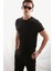 Jeremy Erkek Slim Fit Triko Görünümlü Kumaşlı Triko Yakalı Kalın Dokulu Siyah T-Shirt 4