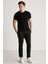 Jeremy Erkek Slim Fit Triko Görünümlü Kumaşlı Triko Yakalı Kalın Dokulu Siyah T-Shirt 5