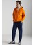 Karlo Erkek Pamuklu Kapüşonlu Yakası Düğmeli Turuncu Sweatshirt 1