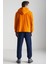 Karlo Erkek Pamuklu Kapüşonlu Yakası Düğmeli Turuncu Sweatshirt 2