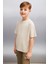 OCTAVE Erkek Oversize Bej T-Shirt 2