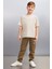 OCTAVE Erkek Oversize Bej T-Shirt 4
