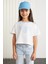 Bıtten Kız Çocuk %100 Pamuk Baskılı Kontrast Renk Yakalı Kısa Kollu Mavi T-Shirt 1