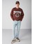 Chambery Erkek Yumuşacık Kumaşlı Oversize Fit Yuvarlak Yakalı Kolej Baskılı Kahverengi Sweatshirt 2