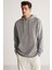 Palmer Erkek Baskılı Oversize Fit Içi Polarsız Açık Gri Sweatshirt 2