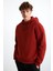 Jorna Erkek 3 Iplik Içi Şardonlu Yumuşacık Çıt Çıt Yakalı Regular Kapüşonlu Kiremit Rengi Sweatshirt 1