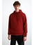 Jorna Erkek 3 Iplik Içi Şardonlu Yumuşacık Çıt Çıt Yakalı Regular Kapüşonlu Kiremit Rengi Sweatshirt 3