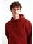 Jorna Erkek 3 Iplik Içi Şardonlu Yumuşacık Çıt Çıt Yakalı Regular Kapüşonlu Kiremit Rengi Sweatshirt 4