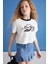 Bıtten Kız Çocuk %100 Pamuk Baskılı Kontrast Renk Yakalı Kısa Kollu Siyah T-Shirt 4