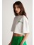 Carıssa Kadın Bisiklet Yaka Baskı Detaylı Crop Beyaz T-Shirt 2