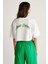 Carıssa Kadın Bisiklet Yaka Baskı Detaylı Crop Beyaz T-Shirt 6