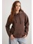 Gayle Kadın Kapüşonlu Içi Polarlı Relaxed Kalıp Basic Acı Kahve Sweatshirt 2