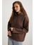 Gayle Kadın Kapüşonlu Içi Polarlı Relaxed Kalıp Basic Acı Kahve Sweatshirt 5