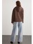 Gayle Kadın Kapüşonlu Içi Polarlı Relaxed Kalıp Basic Acı Kahve Sweatshirt 6