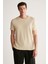 Jeremy Erkek Slim Fit Triko Görünümlü Kumaşlı Triko Yakalı Kalın Dokulu Bej T-Shirt 1