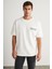 Brendan Erkek Bisiklet Yaka %100 Pamuk Nakış ve Baskı Detaylı Ekru T-Shirt 1
