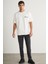 Brendan Erkek Bisiklet Yaka %100 Pamuk Nakış ve Baskı Detaylı Ekru T-Shirt 2