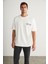 Brendan Erkek Bisiklet Yaka %100 Pamuk Nakış ve Baskı Detaylı Ekru T-Shirt 3