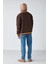 Darıo Erkek Oversize Bomber Nakışlı Çıt Çıtlı Bomber Kahverengi Sweatshirt 6