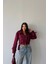 Fh Fashionhere Süet Crop Ceket Kol 3 Kemer Detaylı - Bordo 4