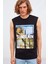 Sunburn Erkek Geniş Omuzlu %100 Pamuk Baskılı Siyah T-Shirt 2