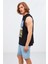 Sunburn Erkek Geniş Omuzlu %100 Pamuk Baskılı Siyah T-Shirt 3