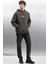 Herald Erkek Kapüşonlu Kanguru Cepli Içi Polarlı Baskılı Koyu Gri Sweatshirt 1