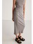 Lauren Kadın Slim Fit Fermuar Detaylı Midi Gri Etek 2