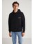 Andreas Erkek Kapüşonlu Içi Polarlı Baskı Detaylı Siyah Sweatshirt 1