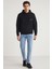 Andreas Erkek Kapüşonlu Içi Polarlı Baskı Detaylı Siyah Sweatshirt 2