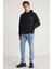 Andreas Erkek Kapüşonlu Içi Polarlı Baskı Detaylı Siyah Sweatshirt 4