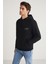 Andreas Erkek Kapüşonlu Içi Polarlı Baskı Detaylı Siyah Sweatshirt 5