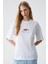 Caıtlyn Kadın Oversize Bisiklet Yaka Beyaz T-Shirt 1
