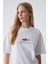 Caıtlyn Kadın Oversize Bisiklet Yaka Beyaz T-Shirt 3